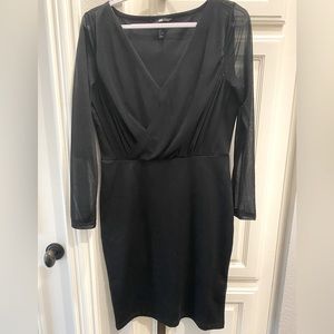 H&M black bodycon dress v neck w/ mesh sleeves medium size, great for events